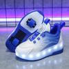 29-38 Children's Plus Size Fashionable Two Wheel Disassembly Into Flat Sports Shoes LED Illuminated Sports Shoes Ice Skates