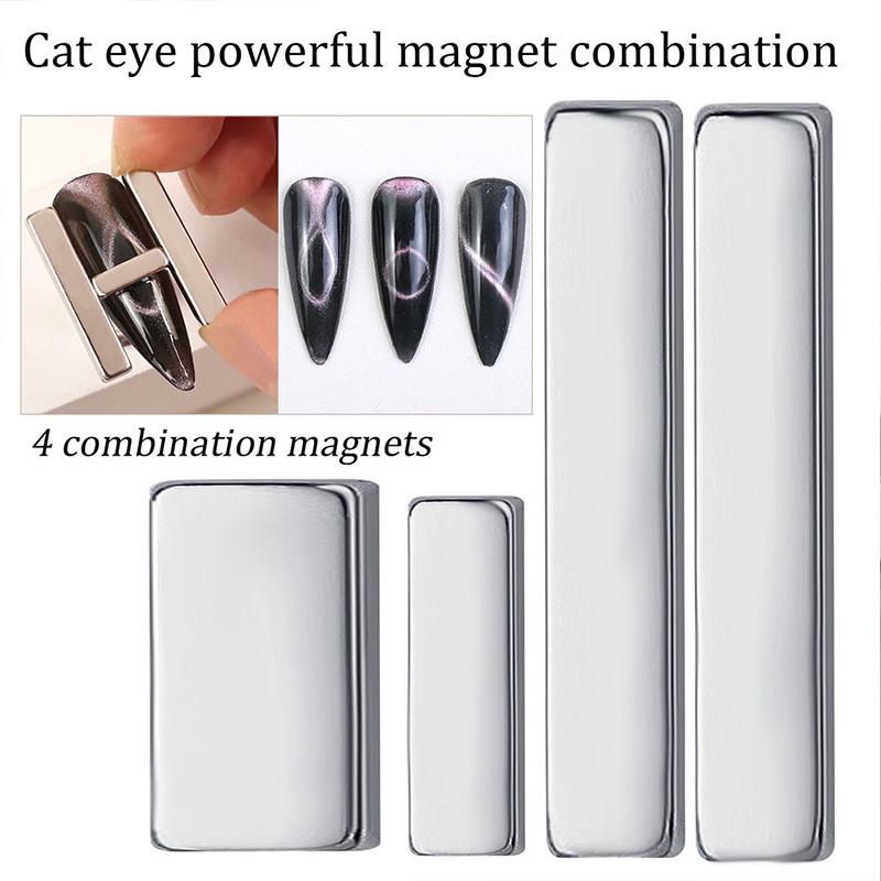 4Pcs Manicure Multi-Function Magnet Nail Salon Cat Eye Long Strip Magnet French Cat'S Eye Nail Stick Set For Uv Gel Tools