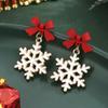 Christmas Accessories Christmas Hollow Snowflake Bow Earrings Oil Drop Ear Hook Earrings