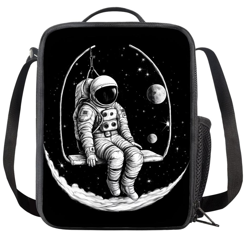 Современный изолированный ланч-бокс с принтом галактики и астронавта, многоразовый и портативный ланч-бокс, пищевой контейнер для детей и школьников, пикников