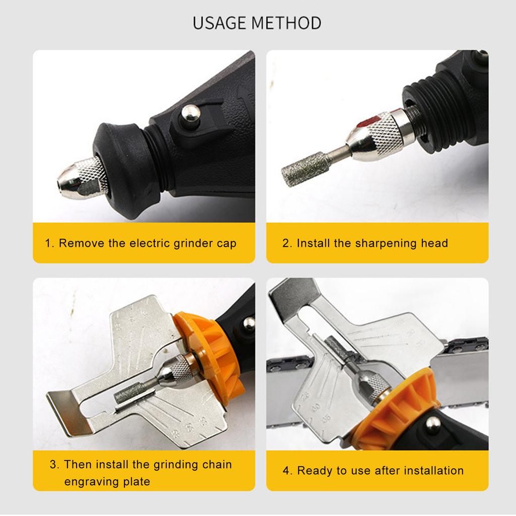 Chainsaw Sharpening Kit Rotary Sharpener Tool Chain Machine Head Saw Chains Blade Guide Drill Adapt Electric Grinder Polishing Attachment Set