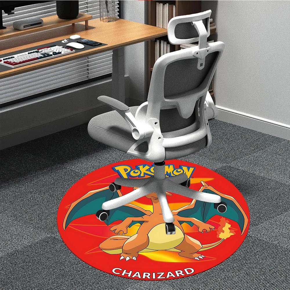 1 шт. Круглый коврик для офиса Pokemon Charizard, Коврик для помещений, Подходит для офиса, Под офисные стулья, Спальни, Гостиной, Декор для дома, Декор комнаты