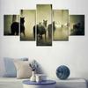 Canvas Wall Art for Home Decor Animals Horses Herd, Wallpaper Painting Modular Picture Print Interior Decoration Artwork 5 PCs No Frame