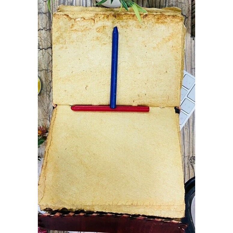 Hocus Pocus Eye Leather Journal Vintage Antique Deckle Edge Sketchbook