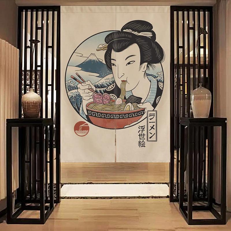Nordic Door Partition Kitchen Snack Shop Restaurant WartainJapanese Sushi Dharma Fish Door Wartain Printing Bedroom Window