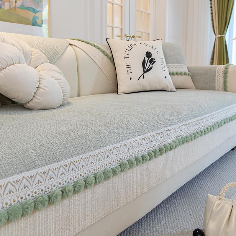 Light French Cream Wind Sofa Cushion  New Four Seasons Universal Non-Slip Cushion Chenier Sofa Cover Cover