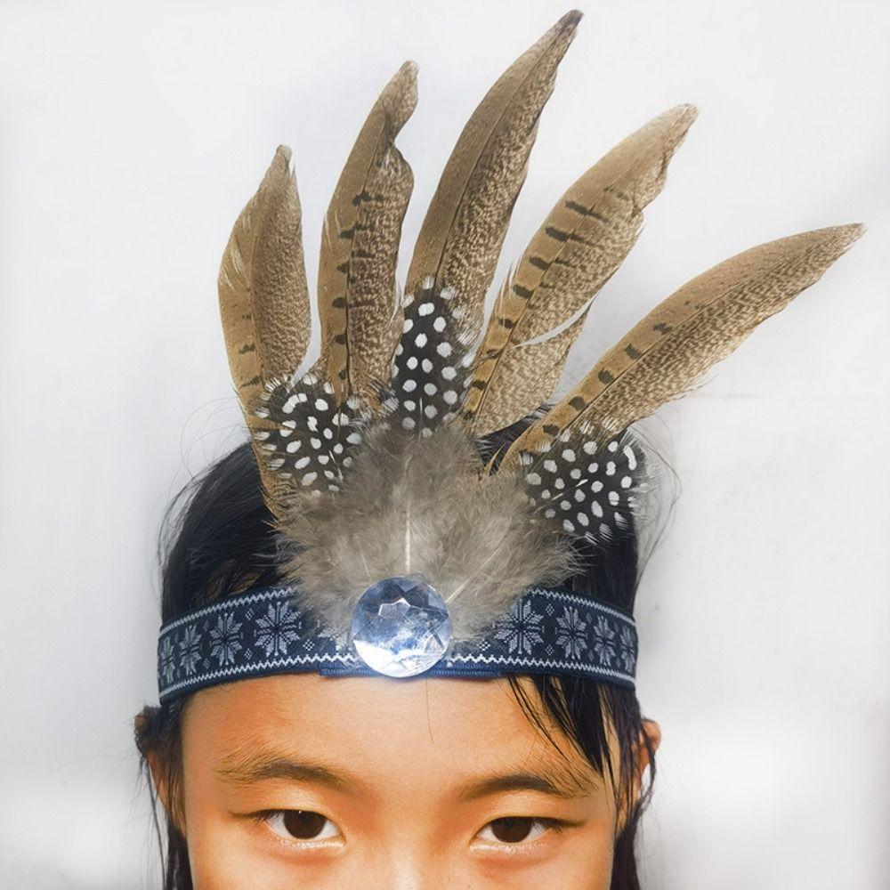 Colorful Feathered Hairband Ethnic Style Indian Hairband Decorative Headband Special Occasion
