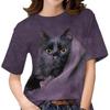 Летняя женская футболка с коротким рукавом, милый кот с 3D-принтом, модные свободные повседневные футболки с круглым вырезом, женские