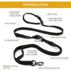 Многофункциональный Поводок для Собак Hands-Free, Регулируемый Поясной Эластичный Поводок с Двойной Ручкой для Бега, Прогулок, Дрессировки Крупных Собак