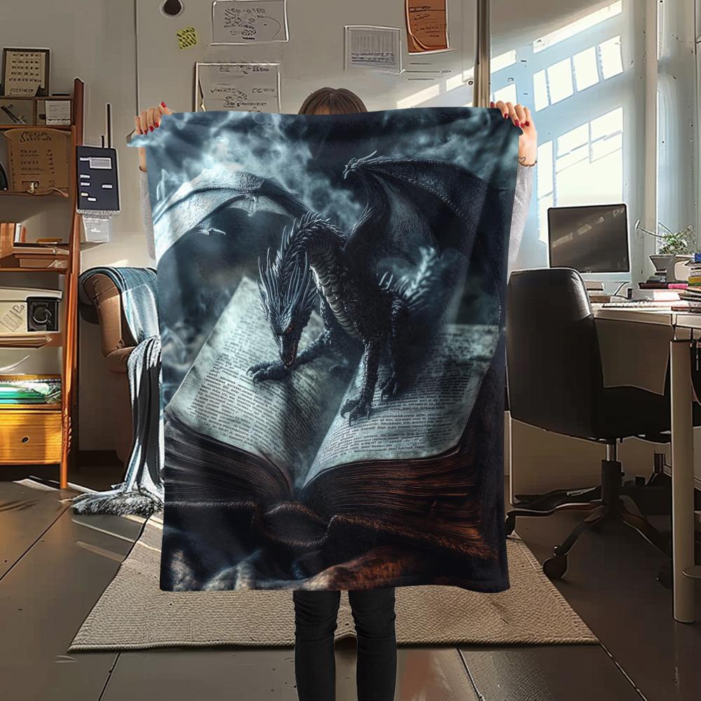 Winged Dragons Print Flannel Blanket, High quality Comfortable for All Seasons, Home Decor, Warmth and Comfort