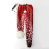 Женские модные рождественские спортивные свободные утолщенные теплые флисовые брюки с принтом