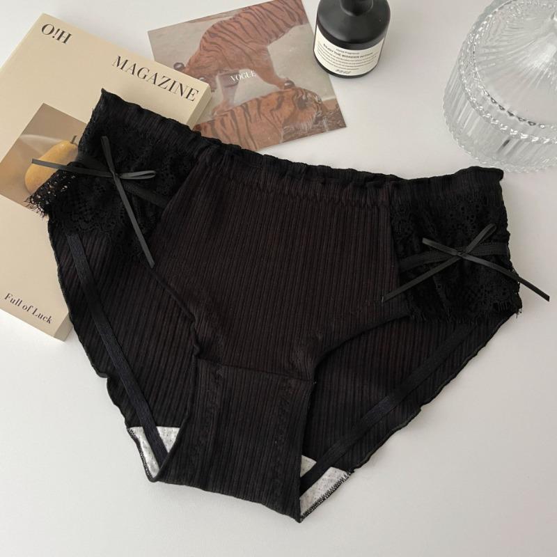 Women's Lace Underwear Pure Cotton Sexy Mid Waist Triangle Pants