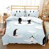 Cute Penguin Comforter Cover For Kids Lovely Printed Duvet Sets Twin Animals 2/3 Pieces Bedding Sets(Quilt Cover+ Pillow Case)