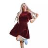 Solid Color Velvet Dress for Women with Temperament Commuting Slimming Short Skirt for Women Dress