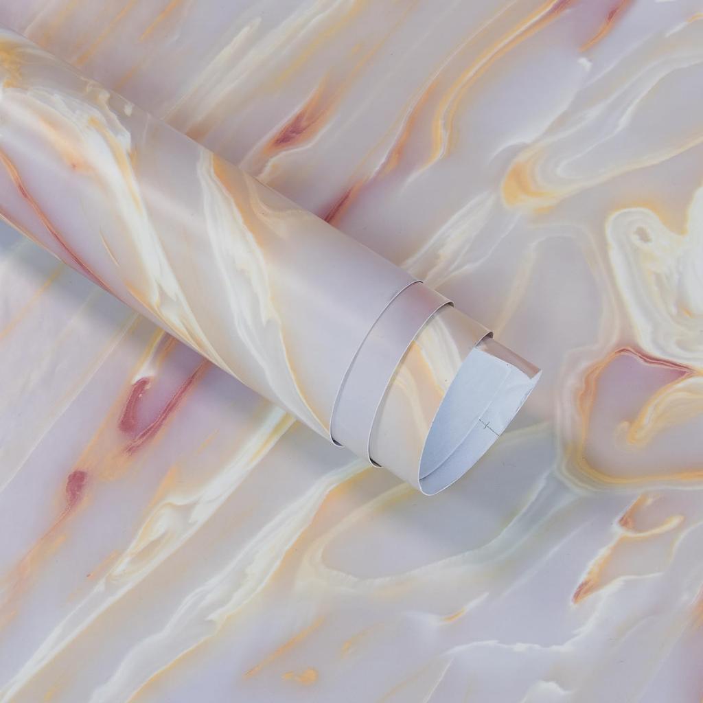 Boobest Ширина 80 см x Длина 9 м Золотисто-розовые обои Наклейка Кухня Водонепроницаемый мраморный лист для фотографии Мраморный ремейк лист Плитка Дверь Фусума Стол