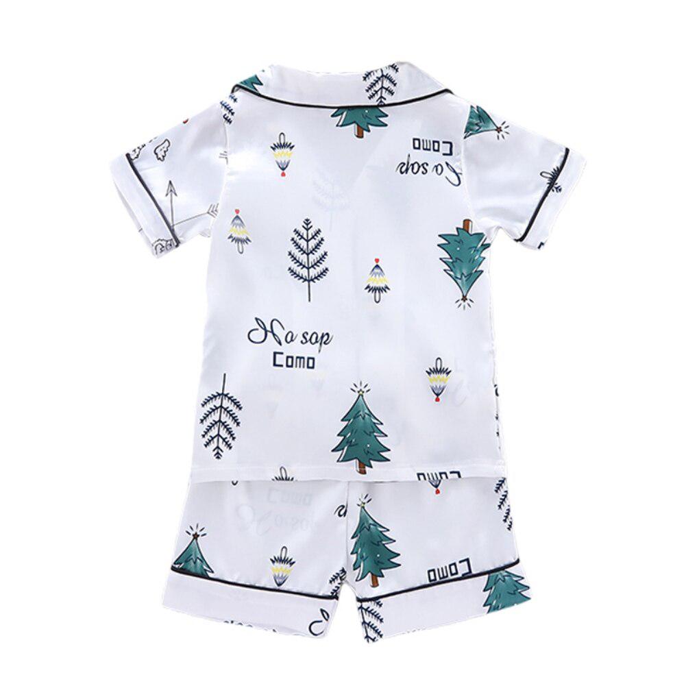 Шелковые пижамы Santin для мальчиков, одежда для сна с кавайным принтом для девочек, пижамный комплект, пижамный комплект, детская домашняя одежда для От 1 до 6 лет