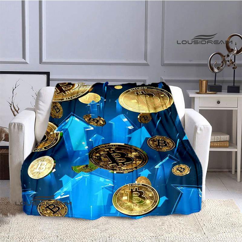 Bitcoin Fashion Printed Blanket Kids Warm Blanket Flannel Soft Cozy Blanket Sofa Bed Blanket Travel Blanket Birthday Gift