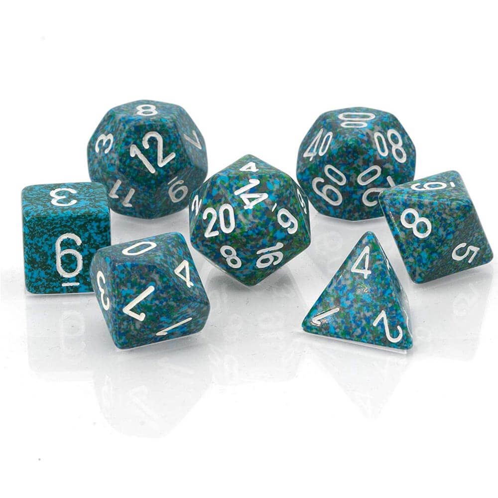 D7 Die Set Dice Speckled Poly (7 Dice) (Sea)