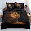 Lion Tiger King Queen Duvet Cover Lovely Wild Animals Bedding Set For Kids Teens Adults Wildlife Grey Black 2/3pcs Quilt Cover