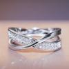 Classic Female Ring 925 Silver Two Tone X Shape Cross Rings For Women Infinite Dazzling Zircon Wedding Rings Anillos