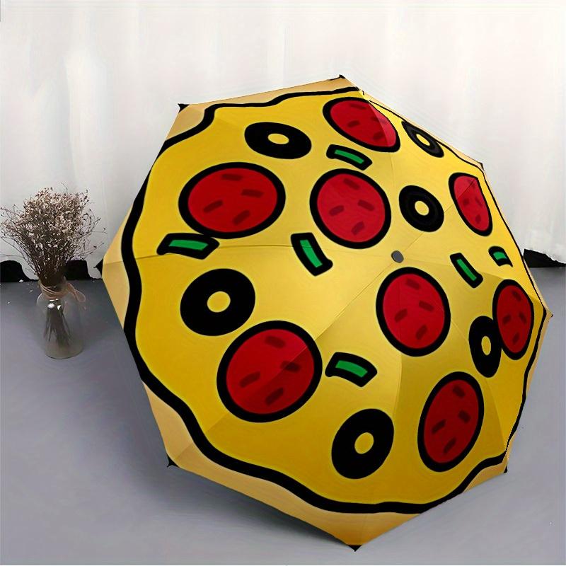 1pc Pizza pattern Folding Umbrella , 8 Ribs Casual Durable Lightweight Portable Travelling Umbrella For Men & Women yy250728125