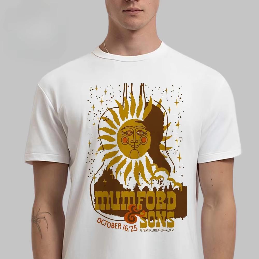 Mumford Sons 2025 North America Tour Show Logo Graphic Tee Folk Streetwear Casual Unisex Short Sleeve Top