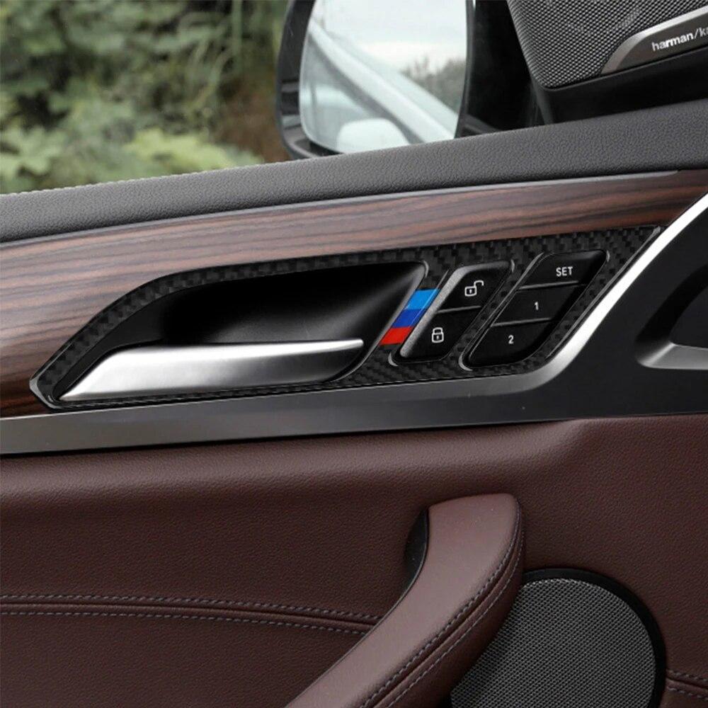 4 шт., углеродное волокно, внутренняя ручка двери автомобиля, декоративные наклейки, автомобильные интерьерные модифицированные аксессуары для BMW X3 G01 G08 X4 G02