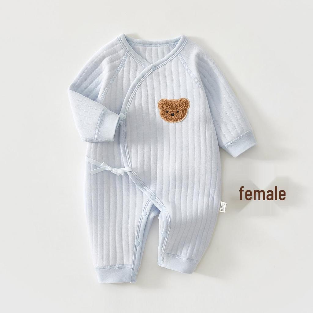 Джинци Хлопковый Утепленный Комбинезон для Новорожденных: Пижама с боковой застежкой на осень/зиму