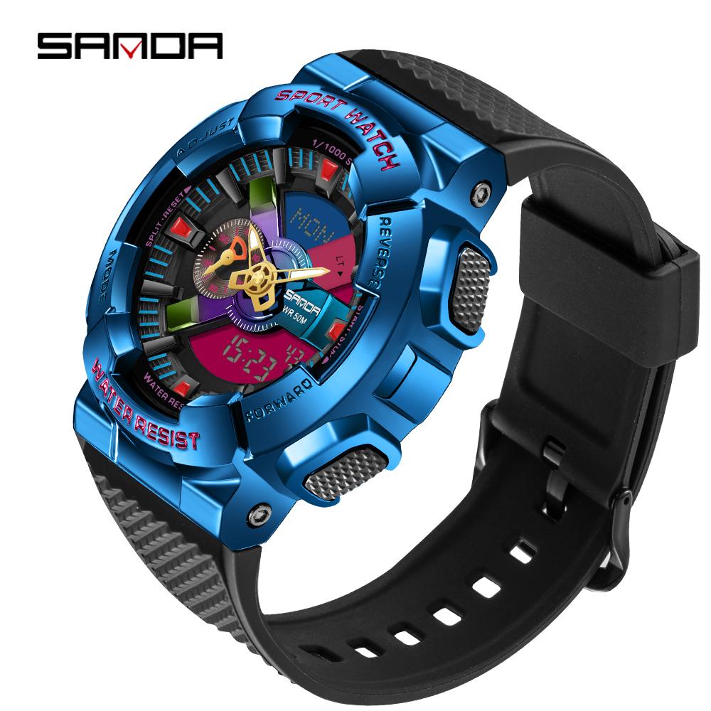 SANDA новая пара 9004/3137 Fantasy красочные мужские и женские часы модные трендовые часы с двойным дисплеем уличные часы с ночным светом