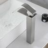 Waterfall Basin Faucet Deck Mounted Stainless Steel Brushed Silver Sink Tall Tap Bathroom Hot & Cold Mixer Vanity Vessel Taps