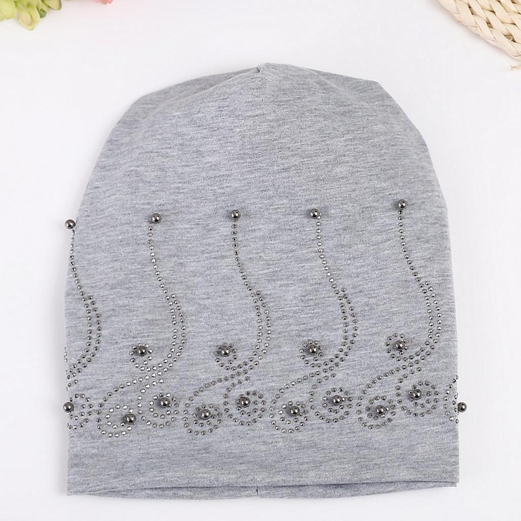 Женский весенне-осенний двухслойный хлопковый пуловер с жемчугом, теплый пуловер с тонким ворсом, теплая лунная шапка