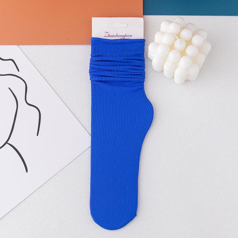 One Pairs Japanese Korean Women Ice Thin Loose Calf Tube Socks Summer Nylon Socks Fashion College Style Solid Color Socks