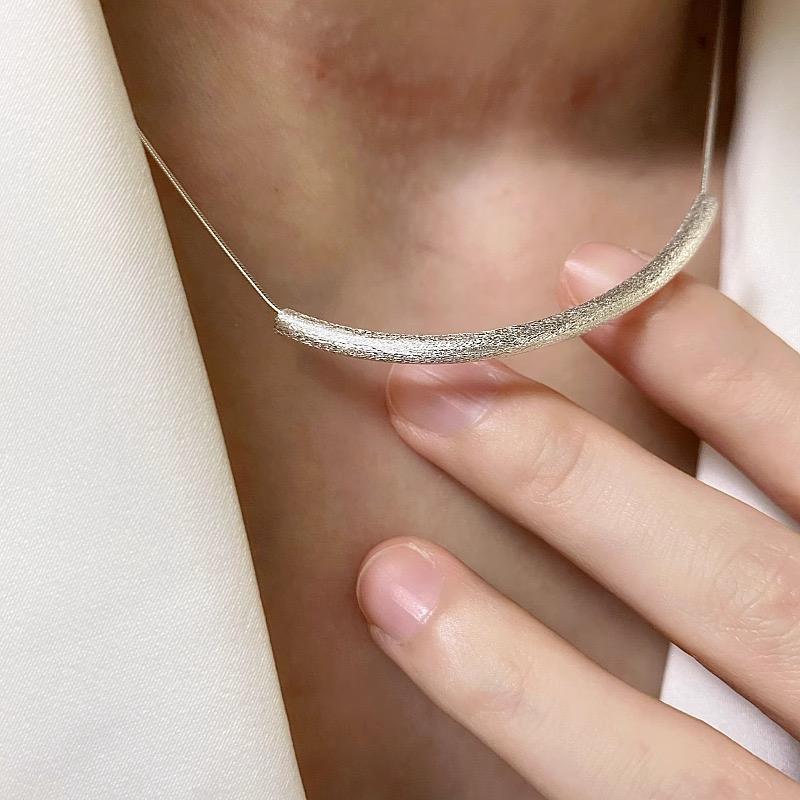 Xiaomi Серебряные ожерелья S925 для женщин Простая цепочка Модный минималистичный кулон Большой цилиндрический кулон Подарок на день рождения