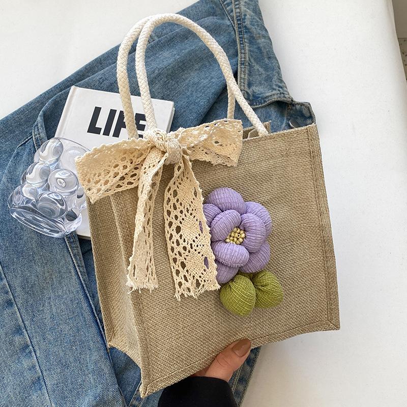 Linen Handbag Bag Women's High Sense Versatile Gift Bag Fashion Go Out Lunch Box Handbag