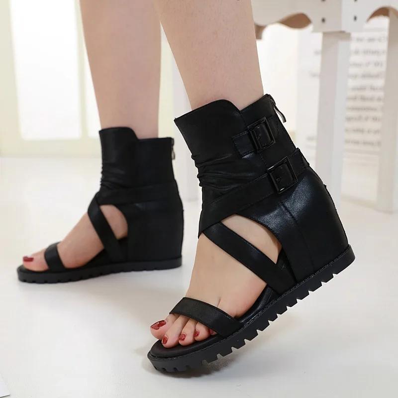 Fashion Women's Casual Sandals with Retro Design Wedge Heels Buckle Straps and Soft Sole for Everyday Wear