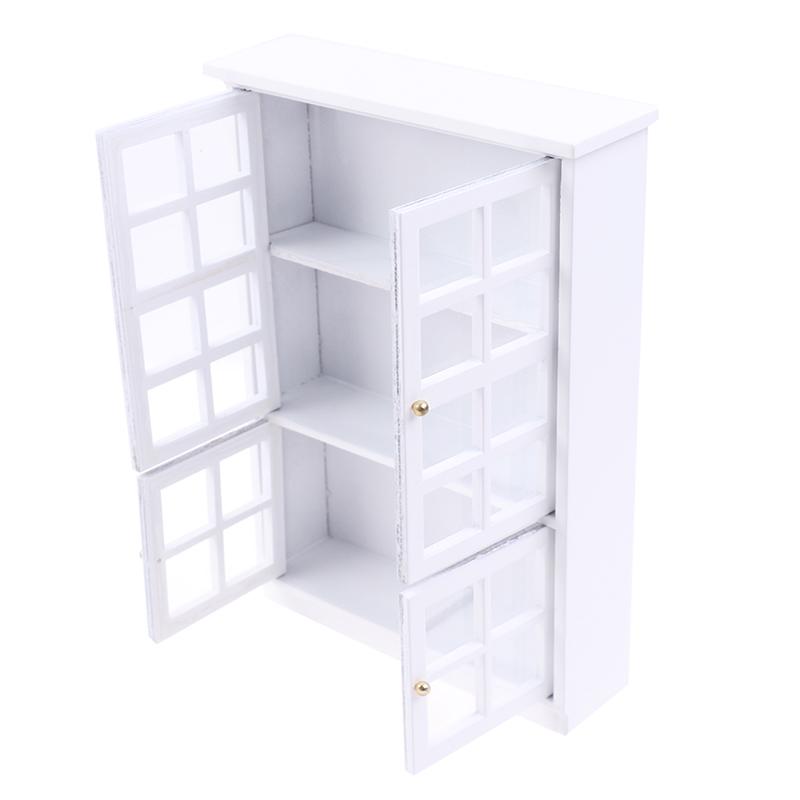 1/12 Dollhouse Miniature Furniture White Kitchen Dining Cabinet Display Shelf