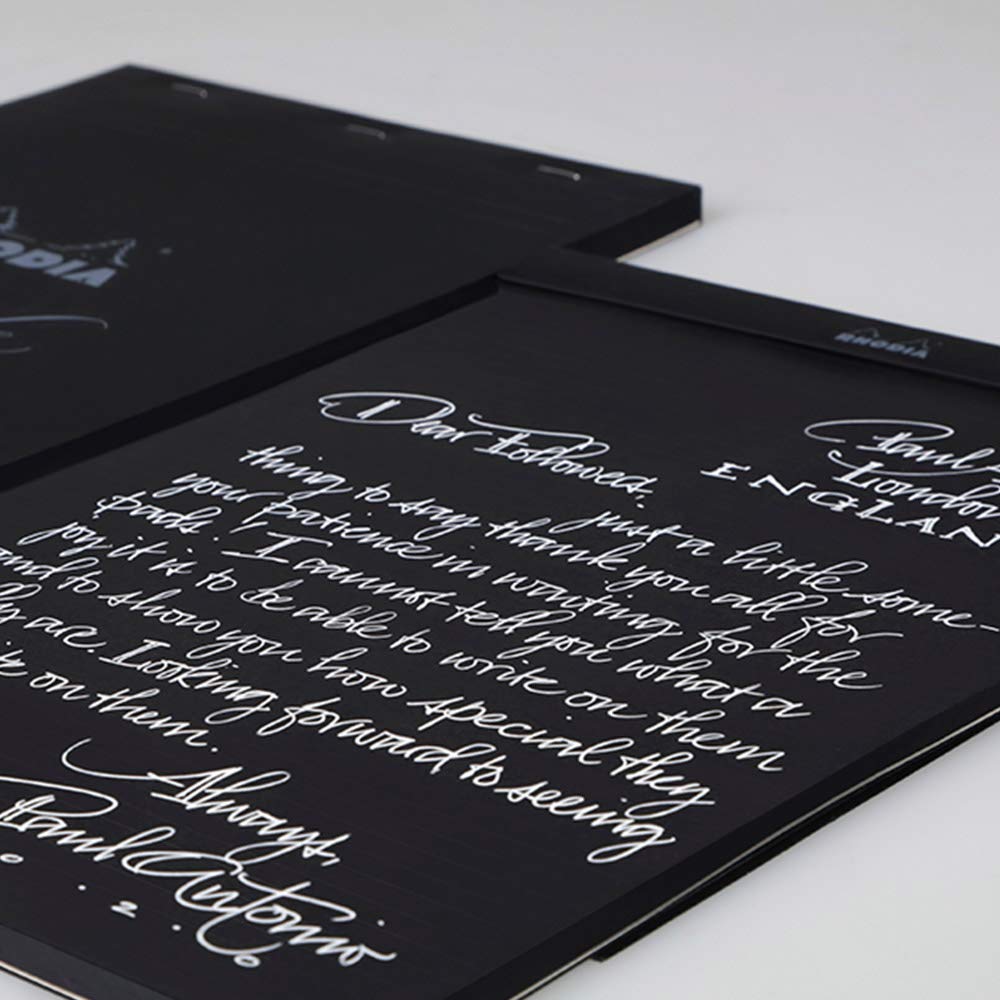 Rhodia PAScribe Calligraphy Pad, A4+ (21 X 31.8 Cm), 60 Sheets, 6mm Ruled, 120g/m², Perforated, Acid-Free, PEFC Certified, Black, RHODIA Cf19005