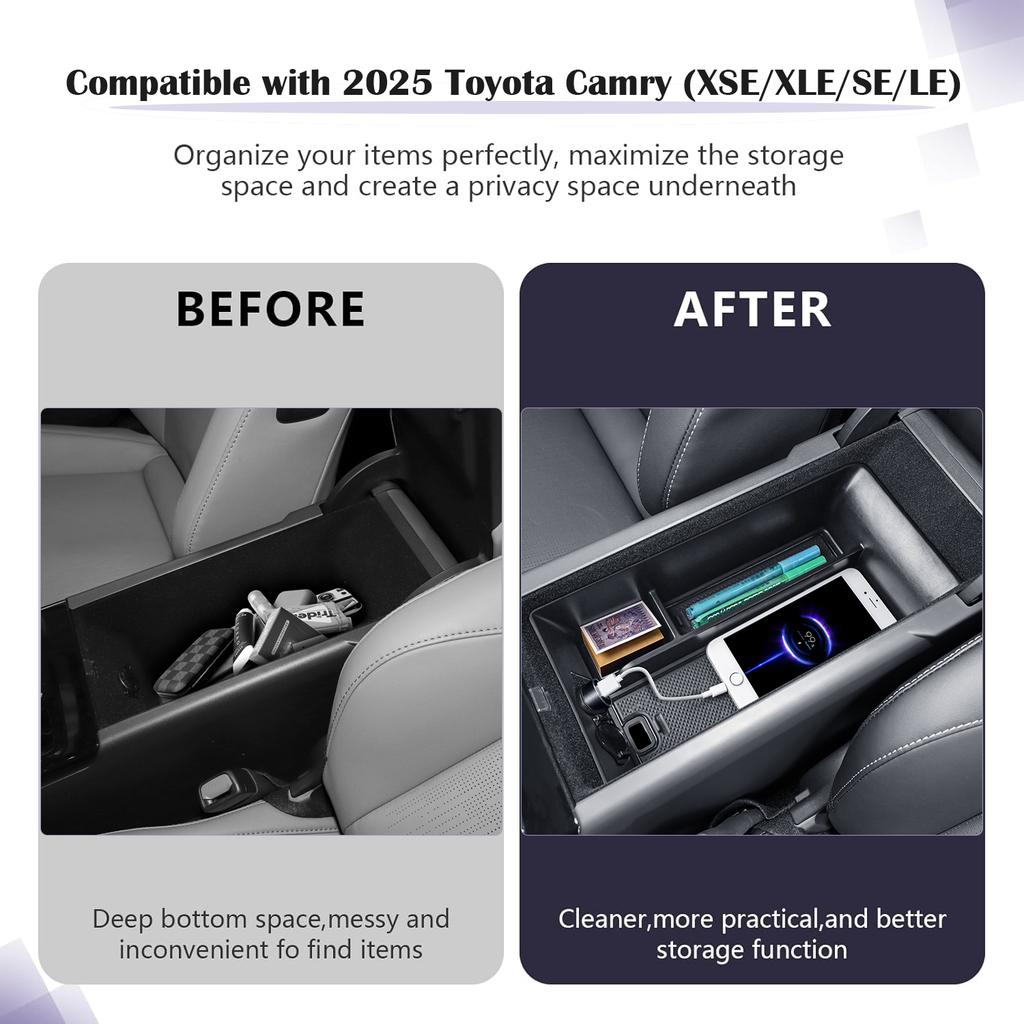 Органайзер для центральной консоли, ящик для хранения для Toyota Camry 2025 9-го поколения, лоток для хранения подлокотника, аксессуары для интерьера центральной консоли автомобиля