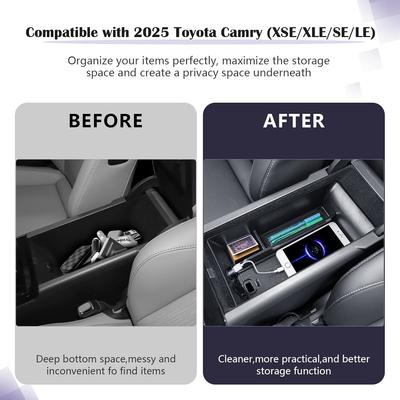 Органайзер для центральной консоли, ящик для хранения для Toyota Camry 2025 9-го поколения, лоток для хранения подлокотника, аксессуары для интерьера центральной консоли автомобиля
