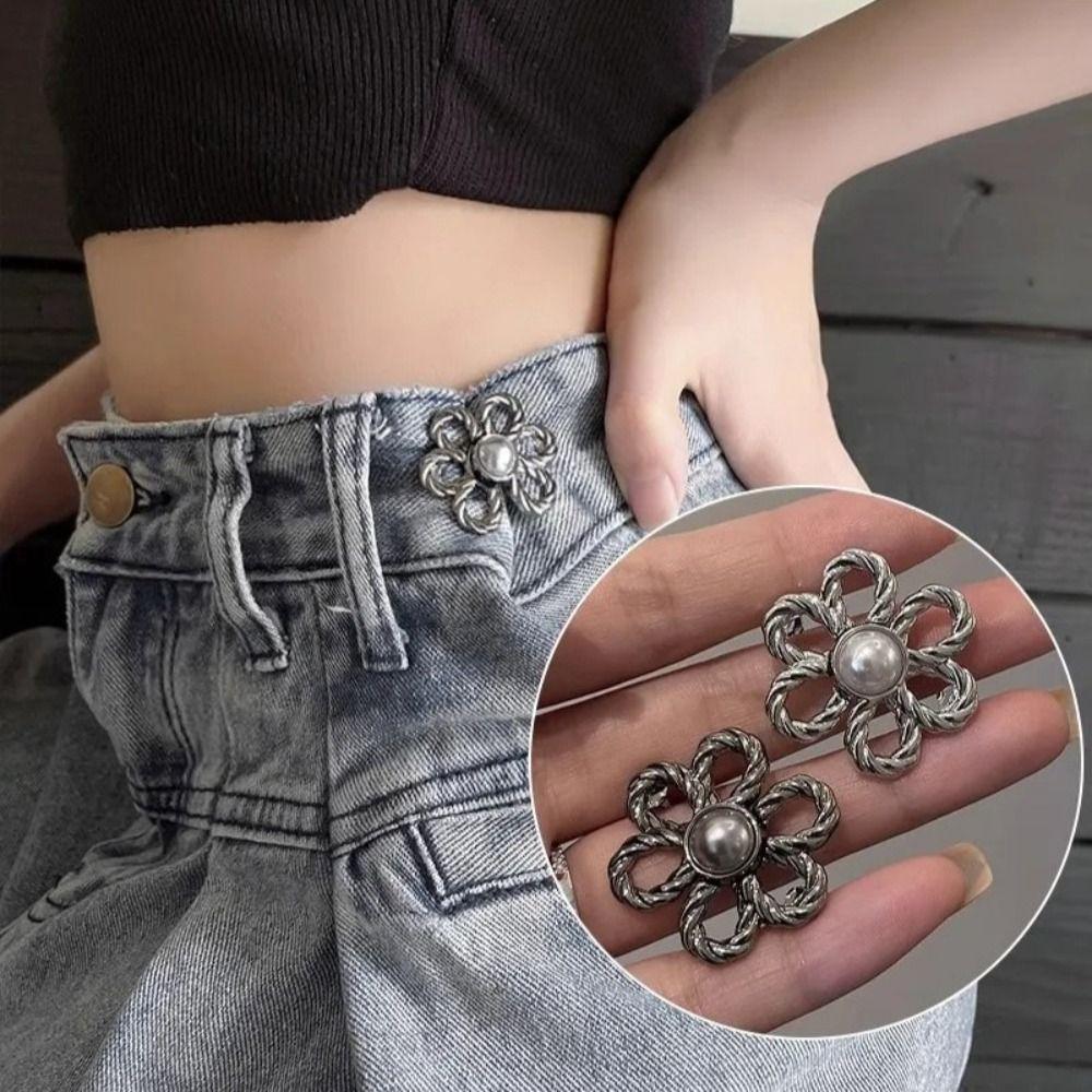 Waist Buckle Flower Pants Button Tightener Zinc Zinc Alloy Jean Buttons for Loose Jeans Unisex