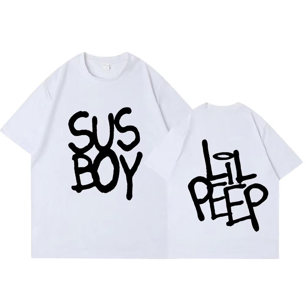 Горячий рэпер Lil Peep Sus Boy Розовая футболка Мужская Женская Мода Хип-хоп Футболка с коротким рукавом Высокое качество Y2k Короткие рукава Классическая