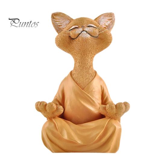 Медитирующая фигурка кошки, смоляная скульптура кошки дзен, сидящая в медитации кошка, украшение для йоги, гостиной, спальни, офиса, подарок для любителя кошек