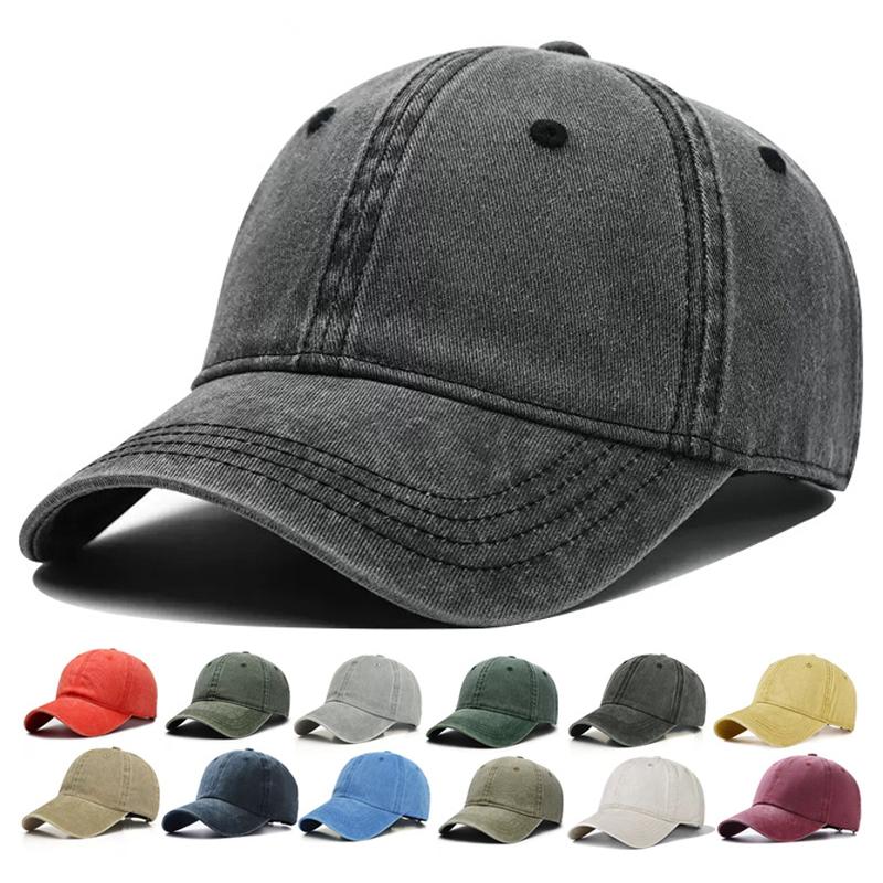 1 шт. Винтажная хип-хоп кепка Бейсболка Стиранный деним Мужская Женская Шляпа Однотонная Шляпа Кость На открытом воздухе Повседневная Спорт