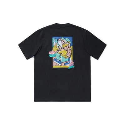 Футболка с коротким рукавом Li Ning X Pablo Ientile Collaboration Skateboard Series Cartoon Print Drop Shoulder Loose Men T-Shirt Black AHSU217-1
