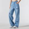 Новые джинсы MLB New York Yankees Old Flower Женские Светло-голубые 3FDPG0351-50BLL
