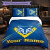 Warrington Wolves Customized Name Text Bedding Set, 1 Duvet Cover & 2 Pillowcases Personalized Bedroom Gift