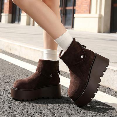 Теплые ботинки-луноходы на толстой подошве, женские, новая коллекция осень-зима 2025, бархатные, утепленные хлопком, нескользящие ботинки-мартины