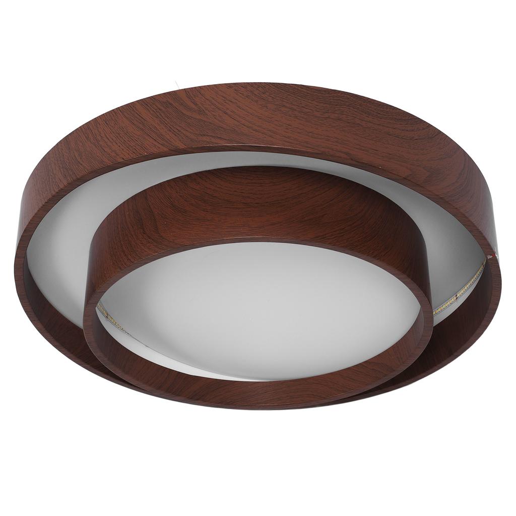 LED Ceiling Light Fixture Walnut Wood Grain Flush Mount Round Remote Control Light 3 Color Changeabl