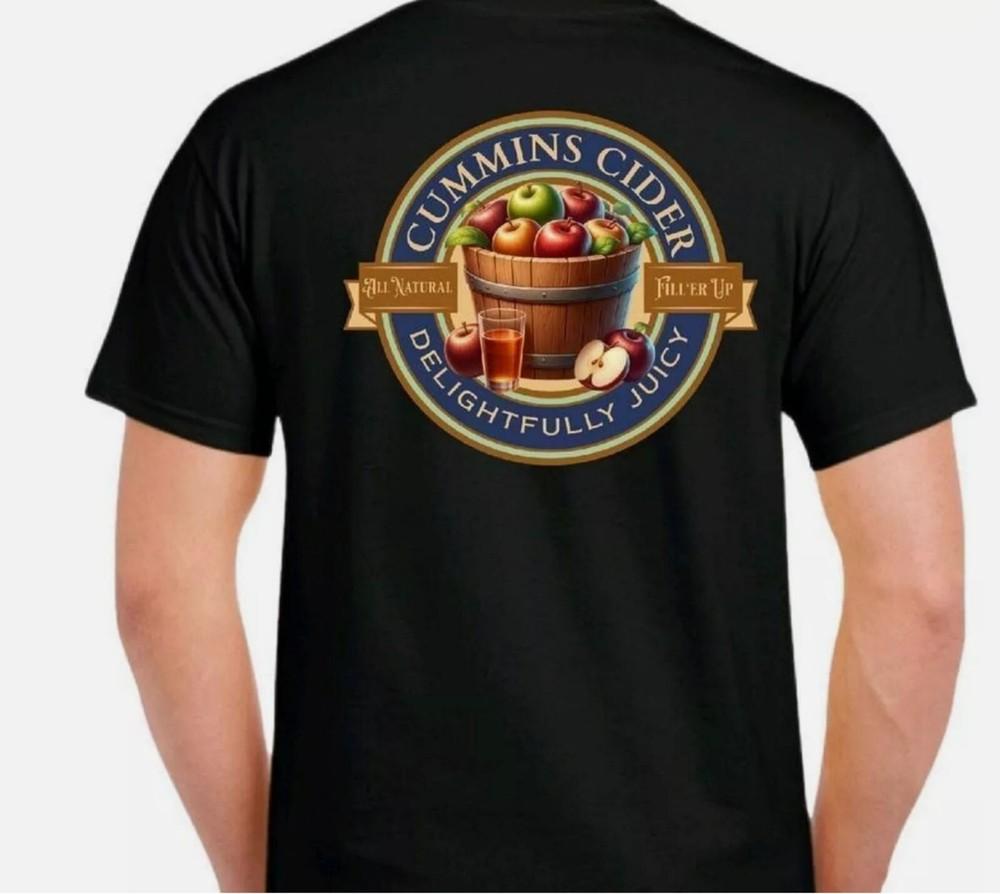 Смешной мем Cummins Cider, напечатанный на спине футболки, Унисекс футболка Cummins Cider