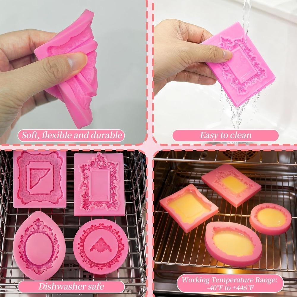 8 шт. Форма для фоторамки Барочная рамка Форма для шоколада Винтажные фоторамки Силиконовые формы